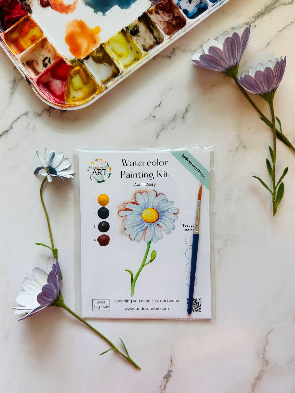 Daisy Watercolor Kit | April Birth Month Flower