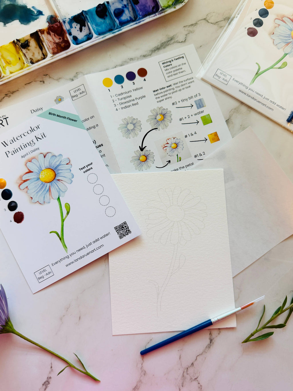 Daisy Watercolor Kit | April Birth Month Flower