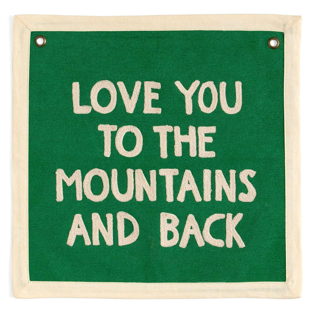 Mountains And Back Embroidered Canvas Banner