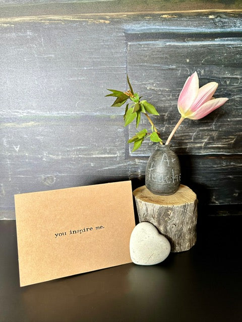 You inspire me compliment greeting card in typewriter font