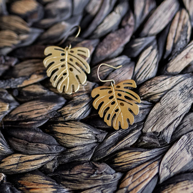 Baby Monstera Leaf Earrings