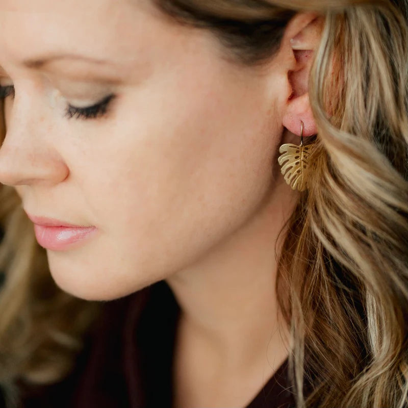Baby Monstera Leaf Earrings