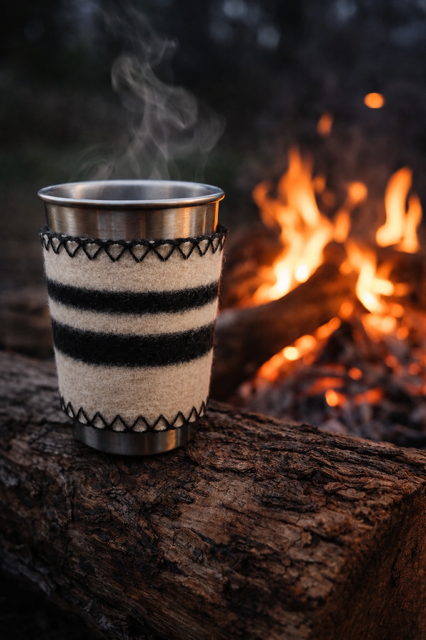 16 oz Steel Cup with Merino Wool Sleeve