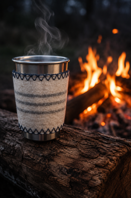 16 oz Steel Cup with Merino Wool Sleeve