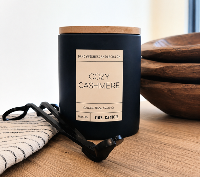 Denim Color Ceramic Jar Candle with Wood Lid