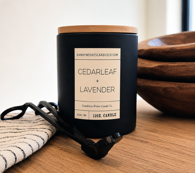 Denim Color Ceramic Jar Candle with Wood Lid