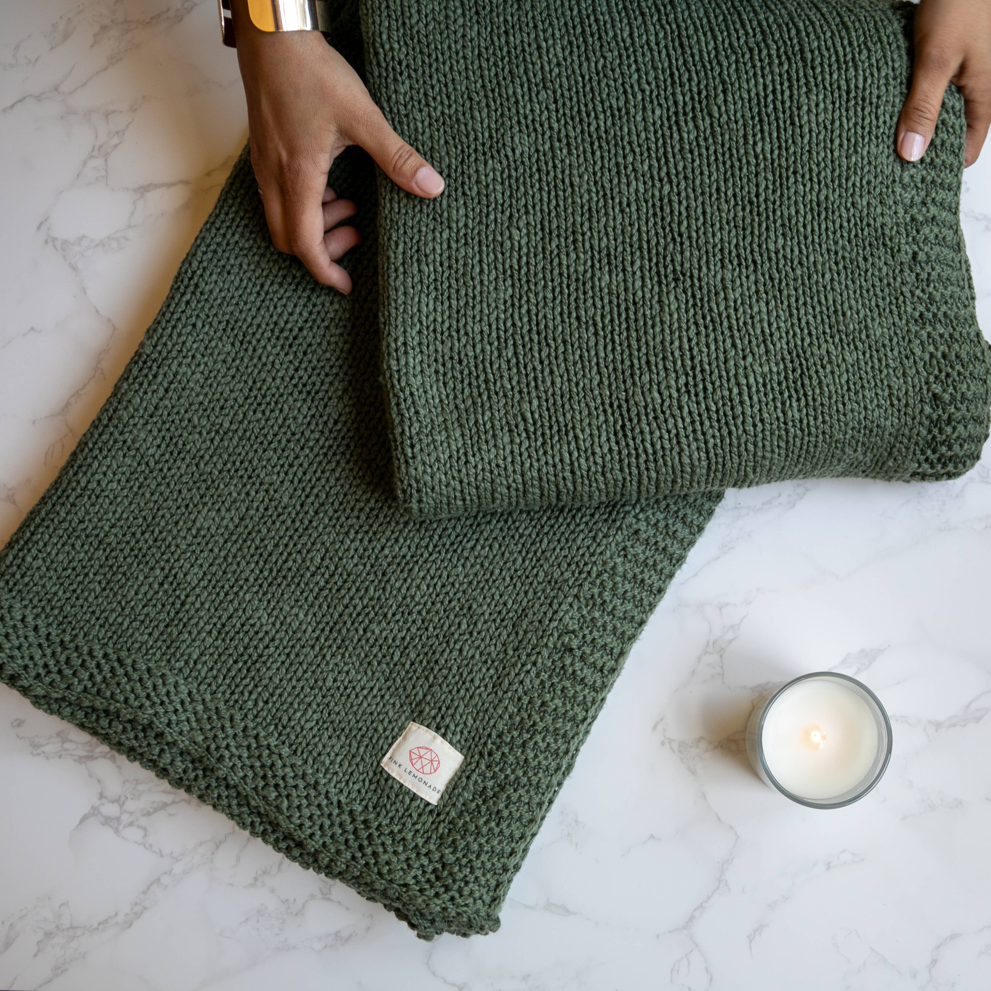 Zrestha - Green - 100% organic cotton throw blanket