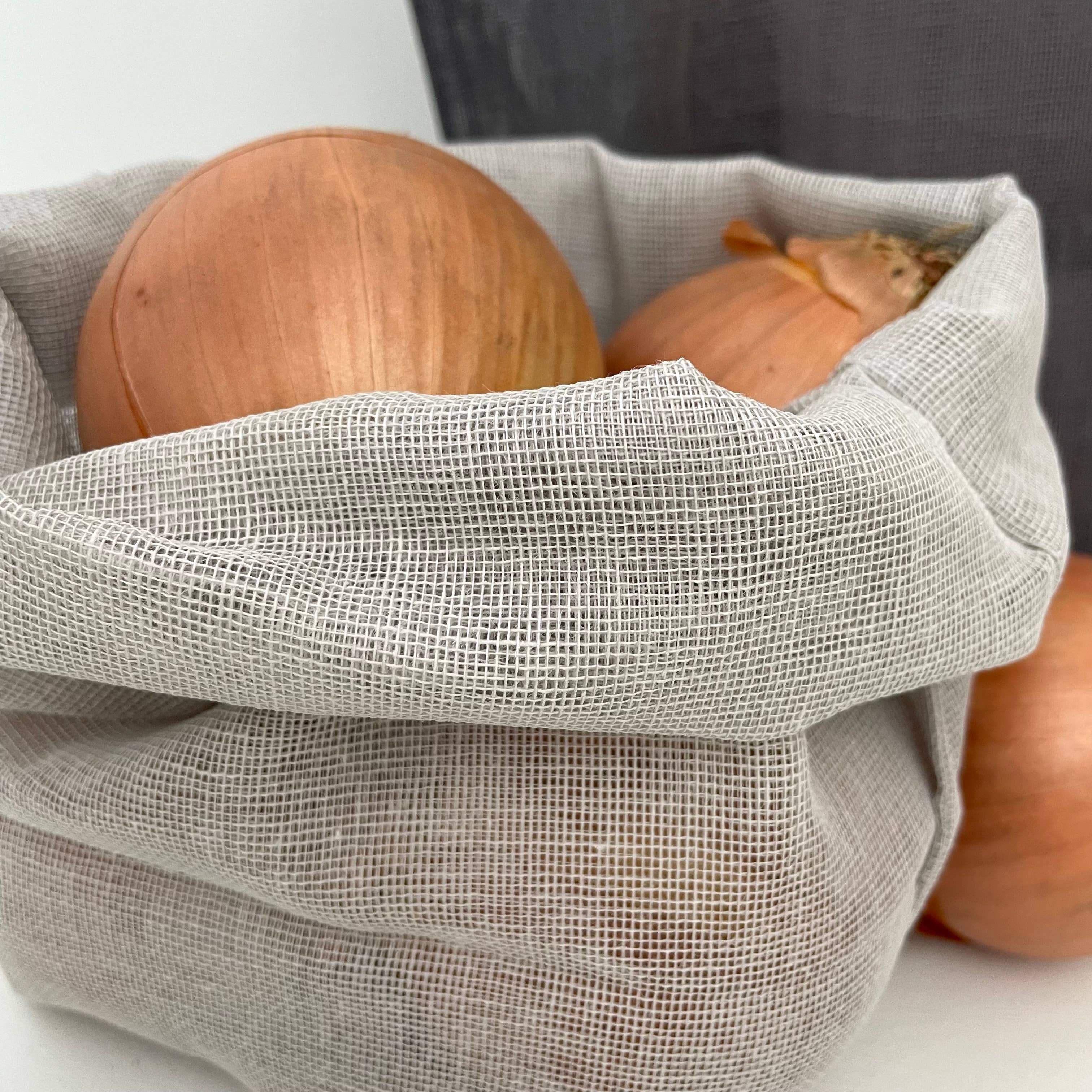 100% cotton gauze net eco kitchen storage bags - large