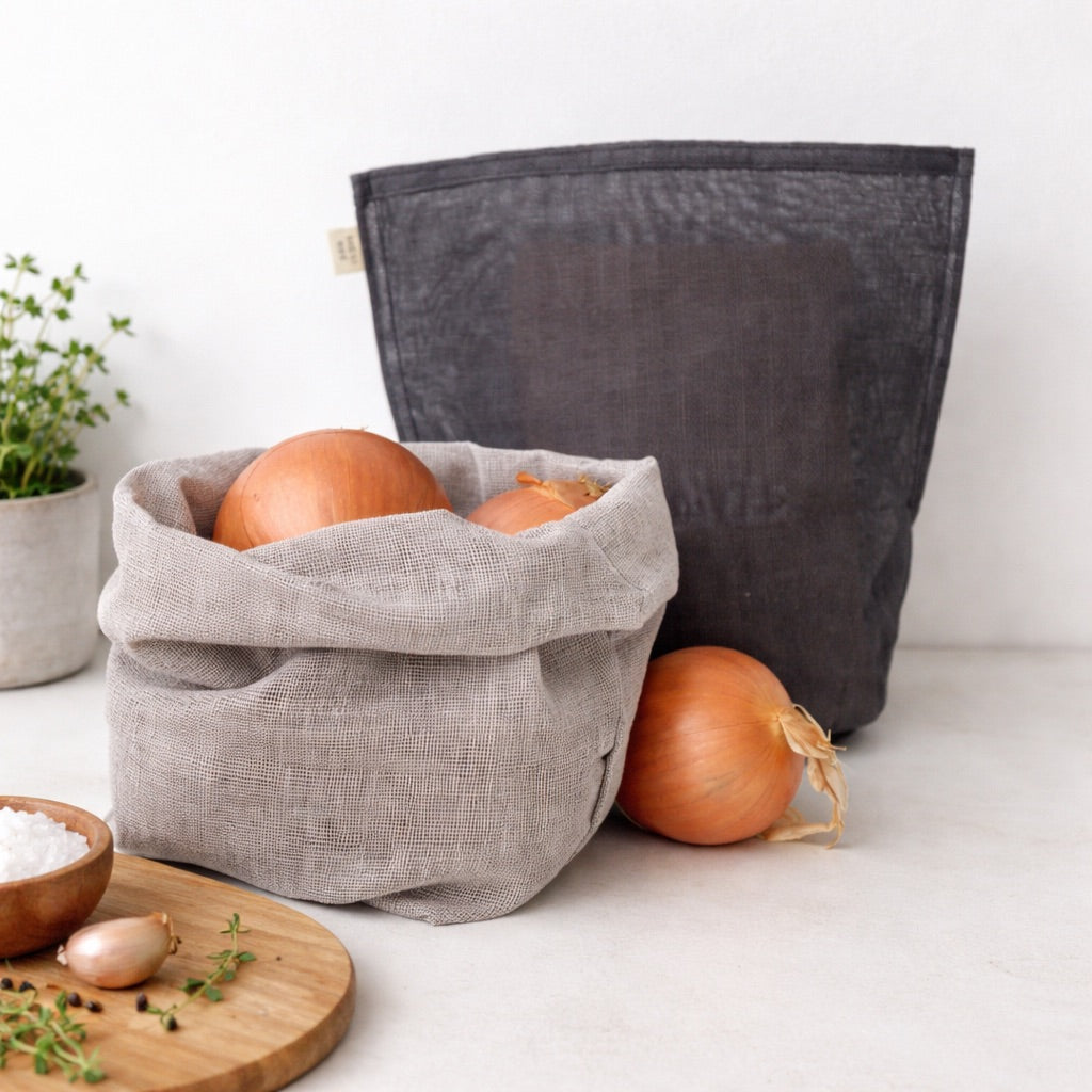100% cotton gauze net eco kitchen storage bags - large