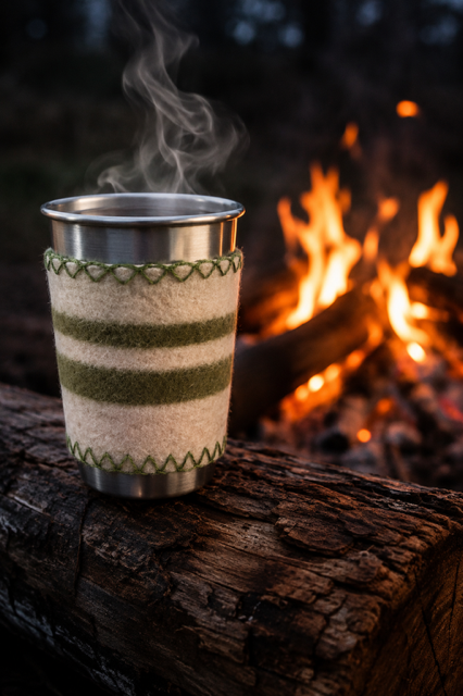 16 oz Steel Cup with Merino Wool Sleeve