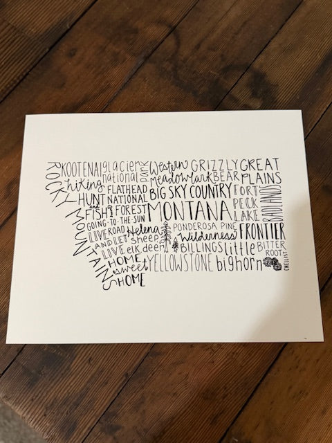 Montana Word Art Print - Big Sky Country
