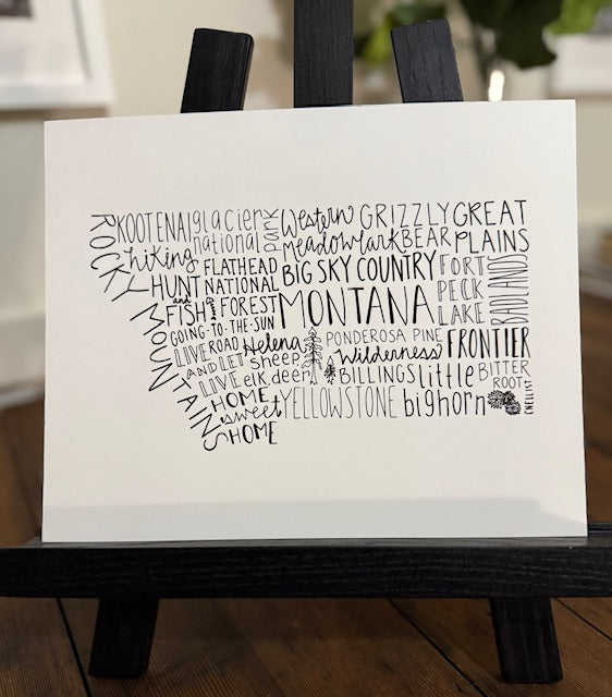 Montana Word Art Print - Big Sky Country