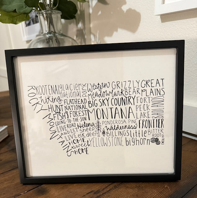 Montana Word Art Print - Big Sky Country