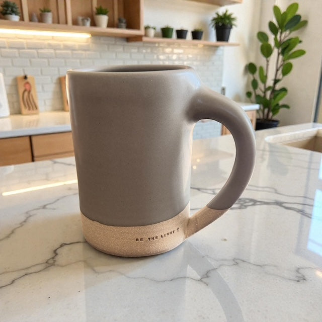 "BE THE LIGHT" Stamped Handmade Clay Mug