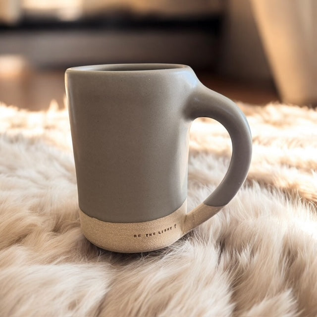 "BE THE LIGHT" Stamped Handmade Clay Mug