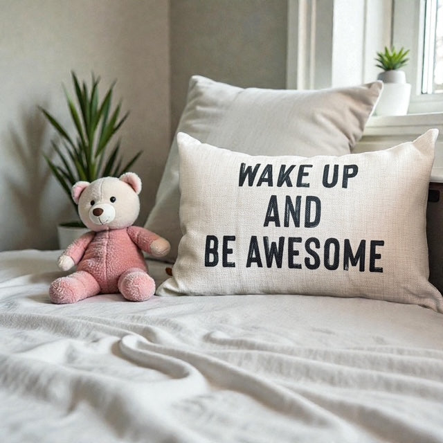 WAKE UP AND BE AWESOME Lumbar Throw Pillow